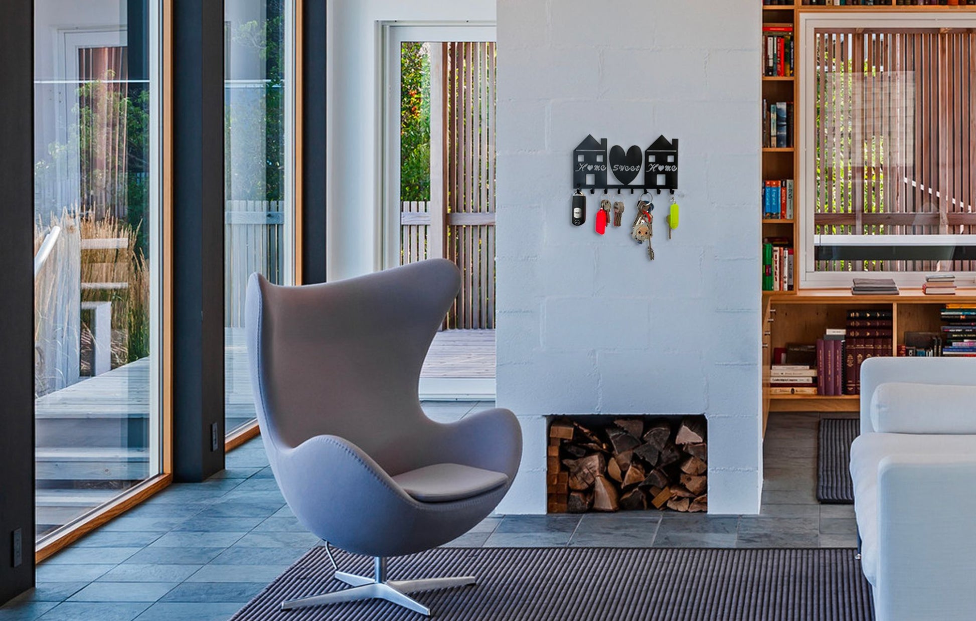 Portachiavi Da Parete Con Motivo Cane E Scritta Home Sweet Home - 6 Ganci In Legno Per Ingresso O Cucina - Foto 6