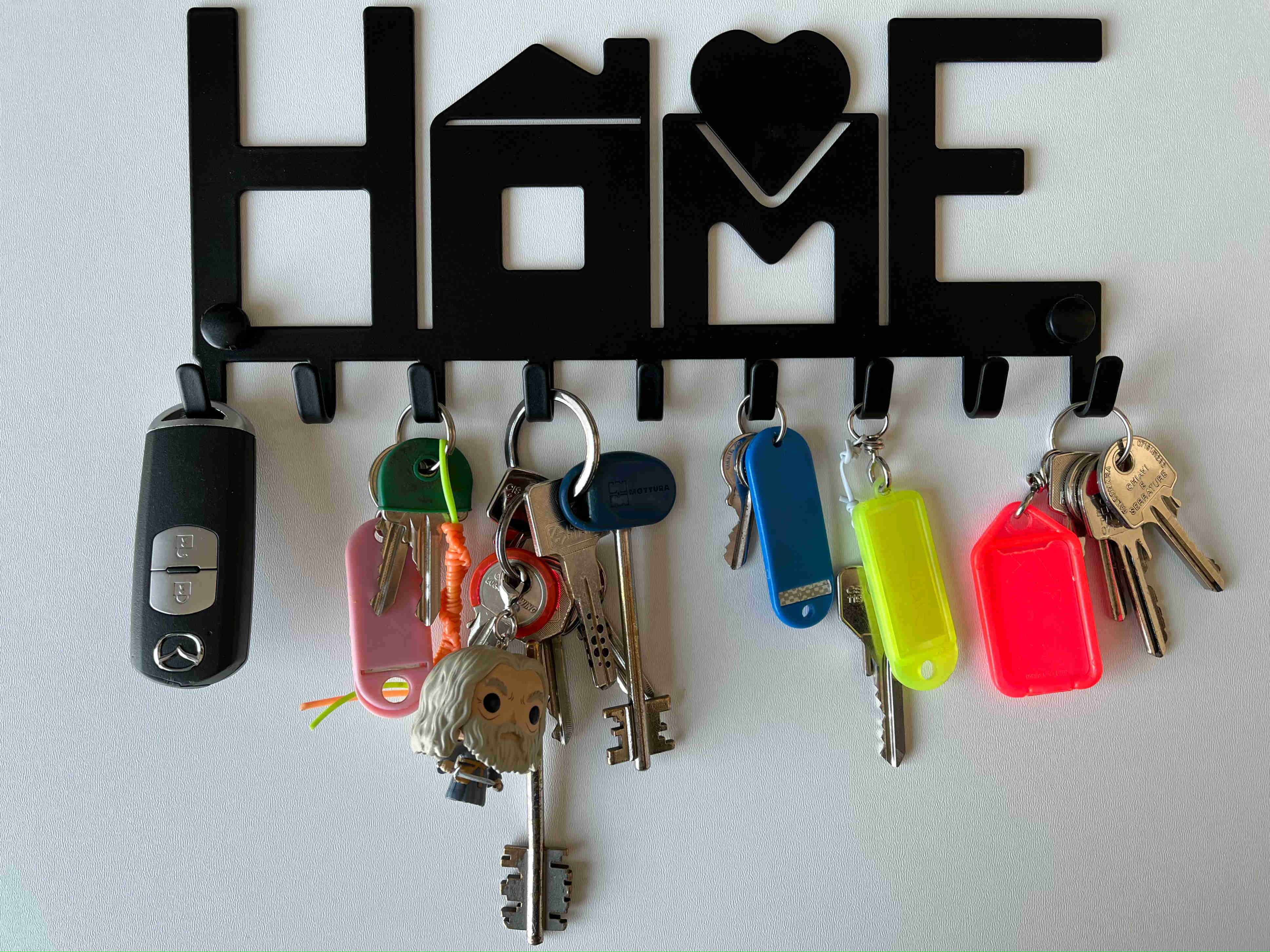 Portachiavi Da Parete, Portachiavi Con 4 Ganci Doppi Per Chiavi E