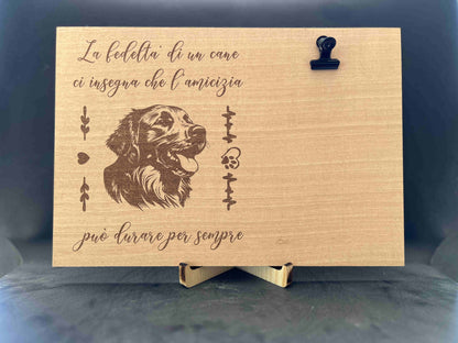 Portafoto in legno con dedica Golden Retriever