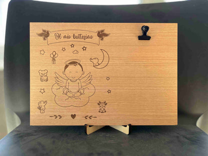 Portafoto in legno battesimo bambino