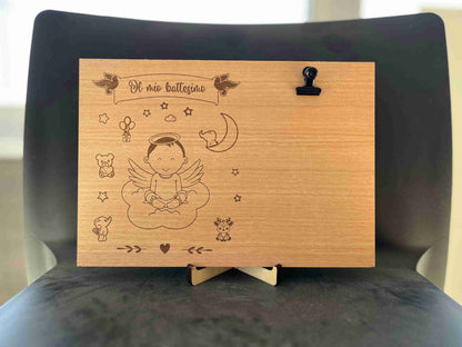 Portafoto in legno battesimo bambino