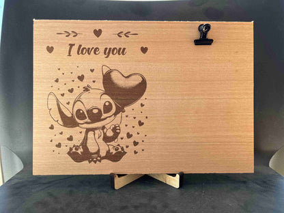 Portafoto in legno Stitch Disney I Love you