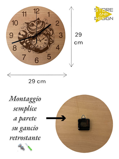 Orologio da parete Stregatto Alice Nel Paese Delle Meraviglie