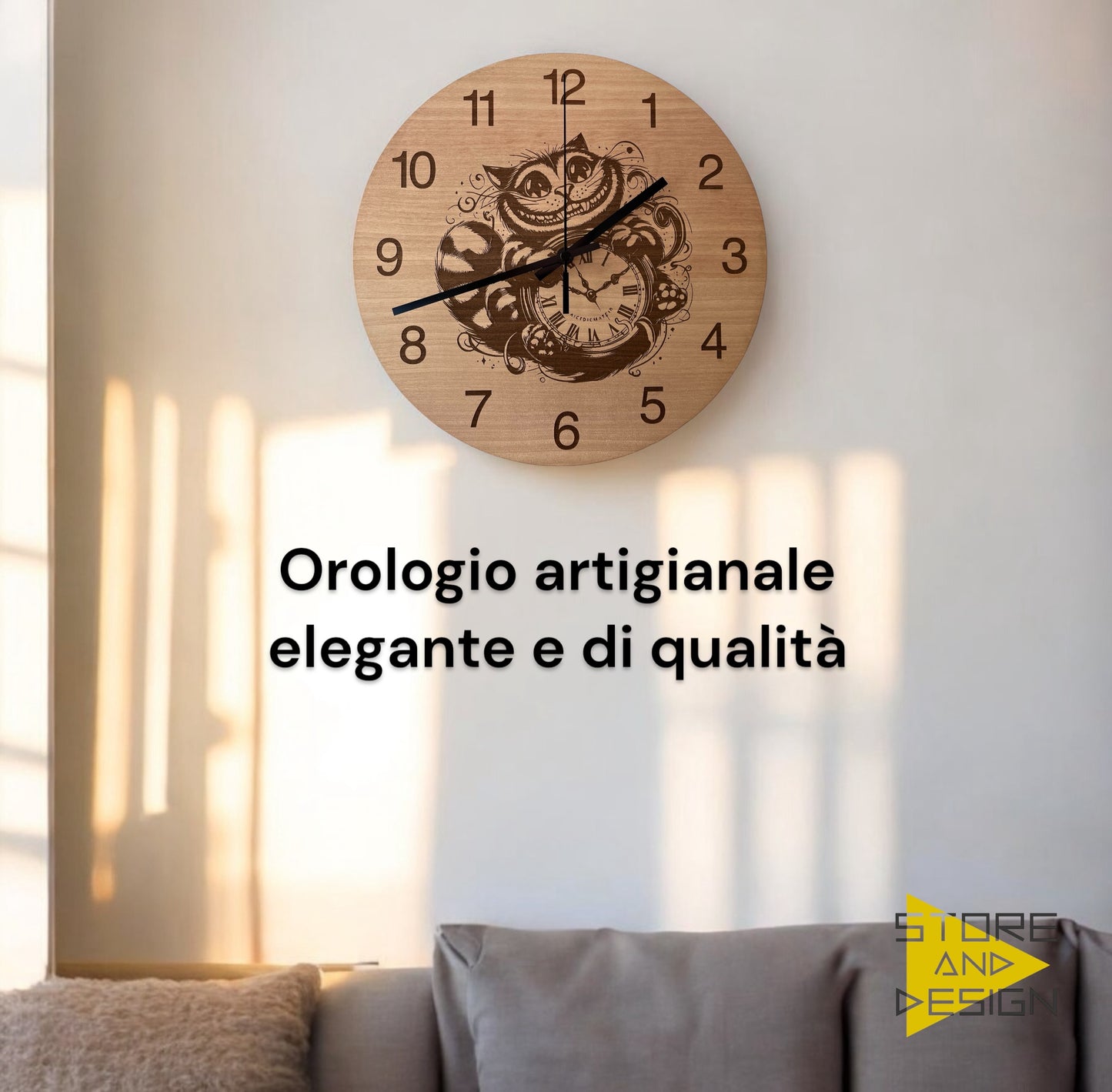 Orologio da parete Stregatto Alice Nel Paese Delle Meraviglie