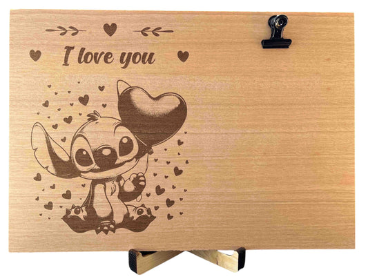 Portafoto in legno Stitch Disney I Love you