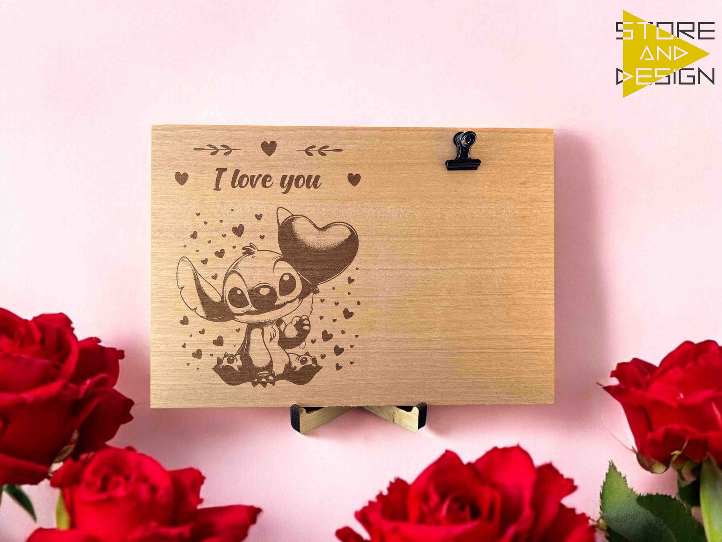 Portafoto in legno Stitch Disney I Love you
