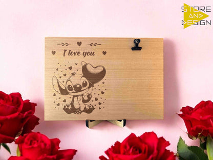 Portafoto in legno Stitch Disney I Love you
