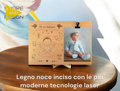 Portafoto in legno battesimo bambino