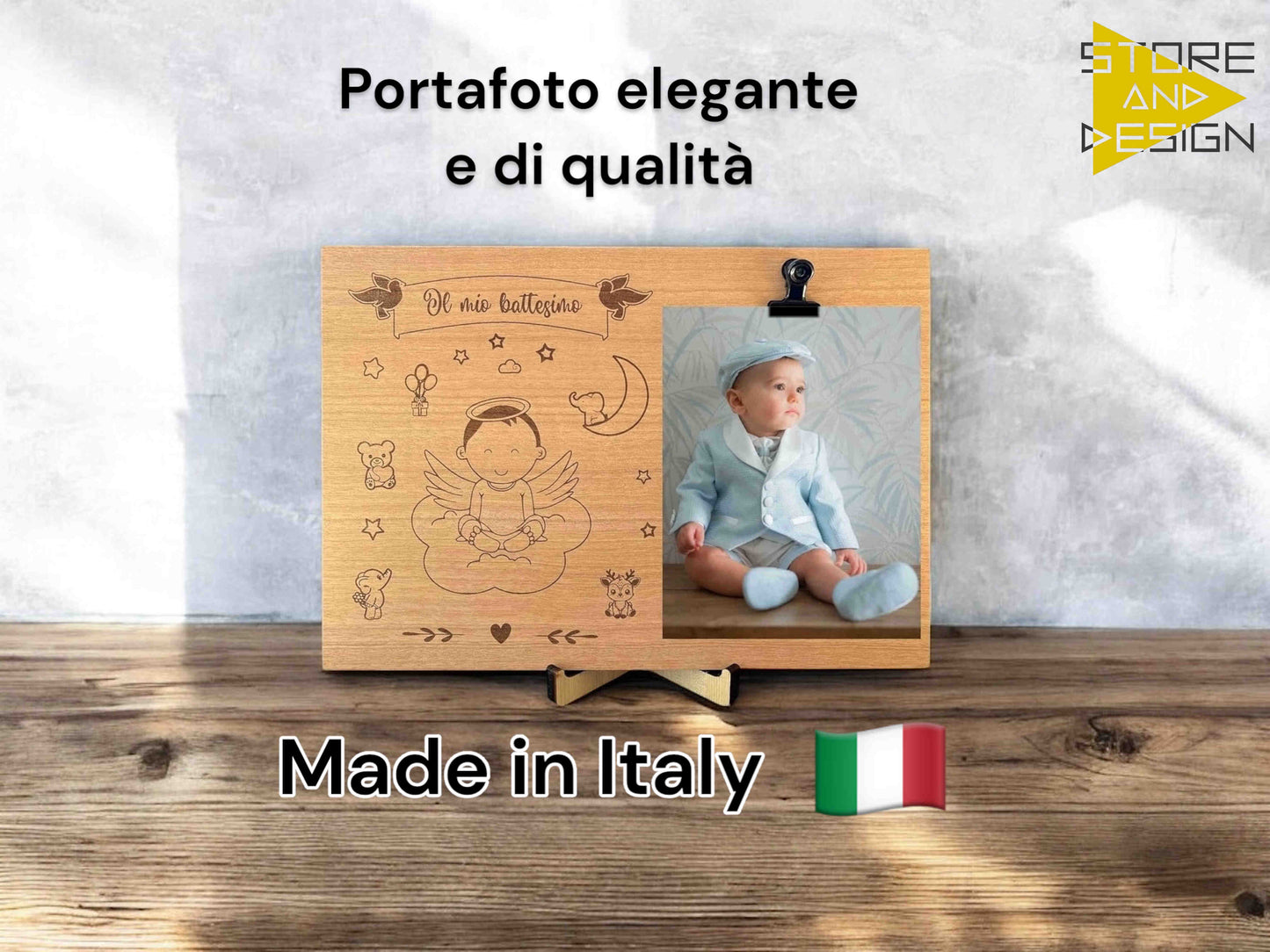 Portafoto in legno battesimo bambino