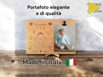 Portafoto in legno battesimo bambino