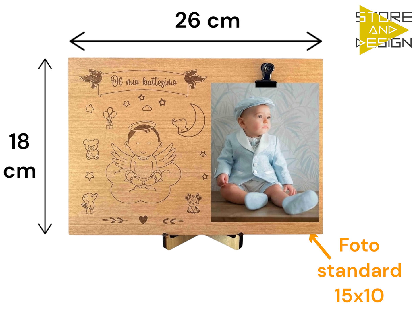 Portafoto in legno battesimo bambino