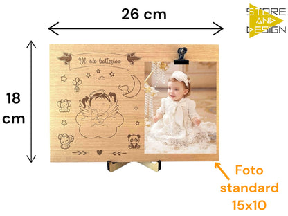 Portafoto in legno battesimo bambina