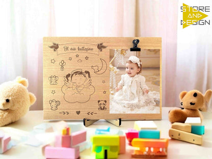 Portafoto in legno battesimo bambina