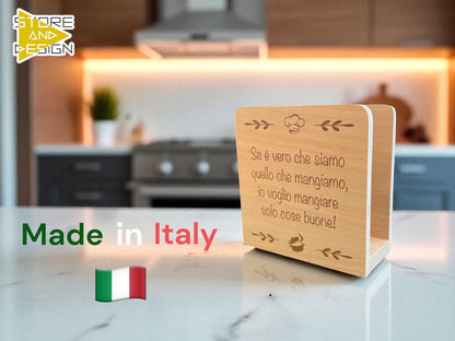 Portatovaglioli in legno inciso Buon Appetito!