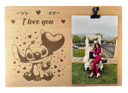 Portafoto in legno Stitch Disney I Love you
