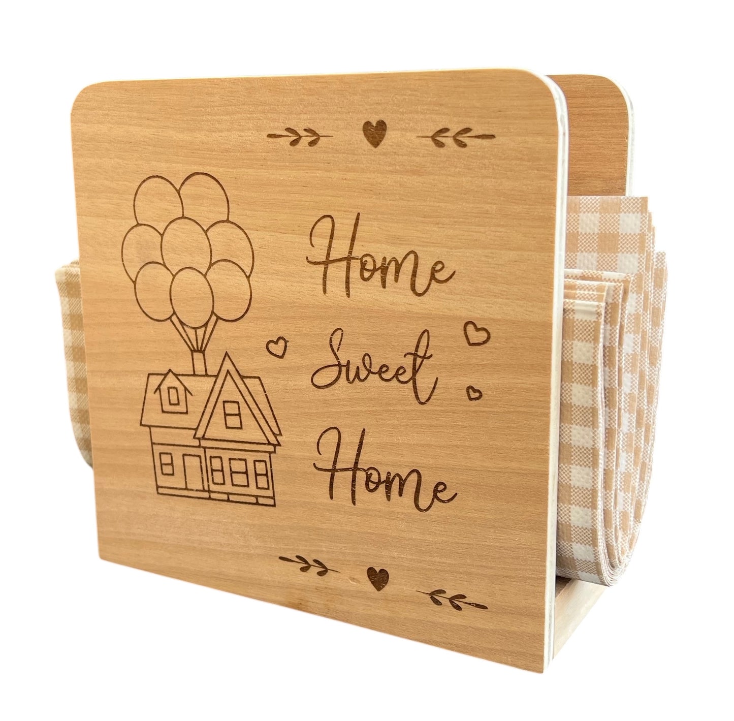 Portatovaglioli in legno inciso Home Sweet Home