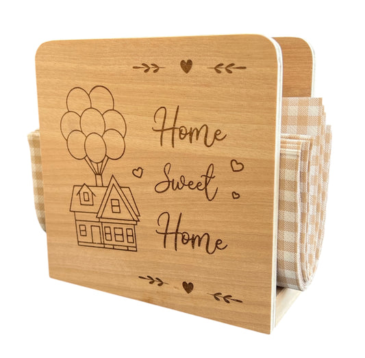 Portatovaglioli in legno inciso Home Sweet Home